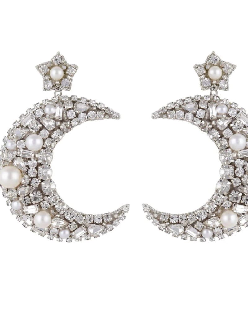 Front of a size O/S Lavender Crystal Crescent Earrings in Silver in Silver by DEEPA GURNANI. | dia_product_style_image_id:329569